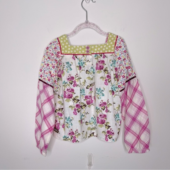 Matilda Jane Enchanted Garden Art School Mixed-Print Peasant Top Size 6 - Picture 8 of 12